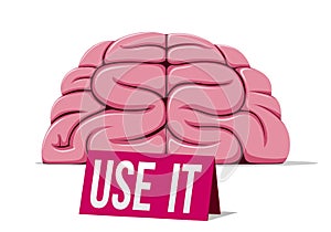 Human brain with text `USE IT`