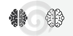 Human brain thin line icon set