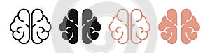 Human brain thin line icon set