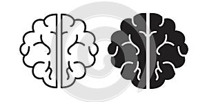 Human brain thin line icon set