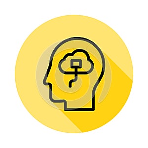 human, brain, thinking outline icon in long shadow style