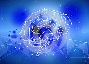 Human brain & triangles, lines, dots