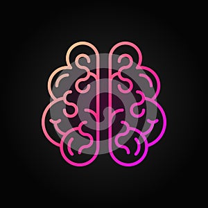 Human brain vector red icon in outline style on dark background