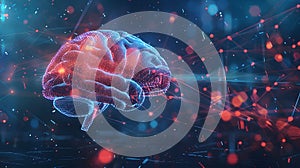 Human brain visualized alongside an AI-powered neural.