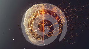 Human brain visualized alongside an AI-powered neural.