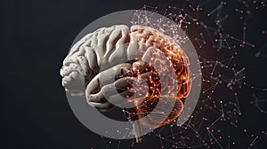 Human brain visualized alongside an AI-powered neural.