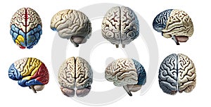 Human brains collection isolated on transparent background.