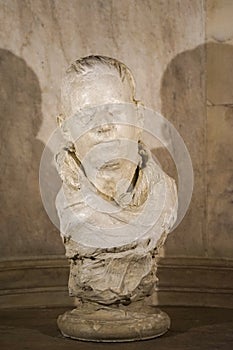 Human bust inside the Basilica of Santa Maria del Principio in Naples, Italy. photo