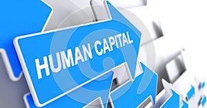 Human Capital - Message on Blue Pointer. 3D.