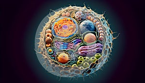 Human cell anatomy structure with organelles photo