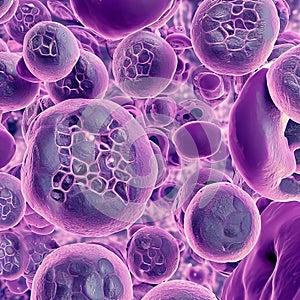Human cell or Embryonic stem cell microscope background. Generative AI
