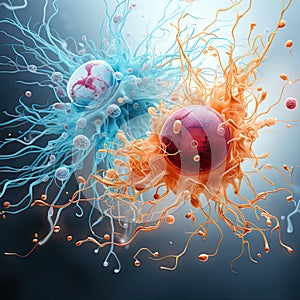 Human cells detailed closeup illustration