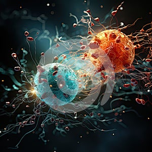 Human cells detailed closeup illustration