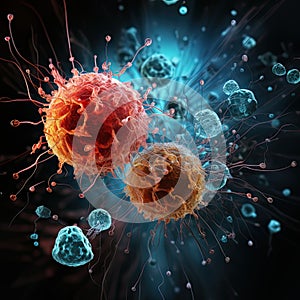 Human cells detailed closeup illustration