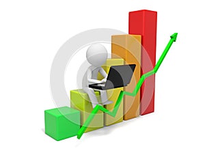 Human character and bar chart