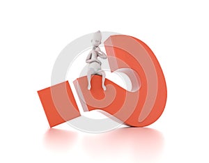 Human character and a red question mark