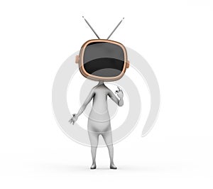 Human character with a tv instead of head