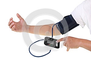 Human check blood pressure monitor and heart rate monitor