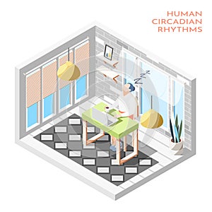 Human Circadian Rhythms Isometric Composition