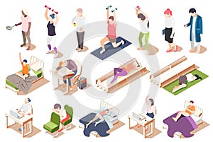 Human Circadian Rhythms Isometric Icon Set