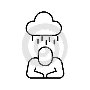 Human with cloud rainy psychologist health line style icon photo