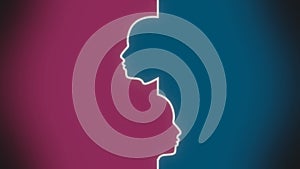 Human communication concept. Face to face silhouettes