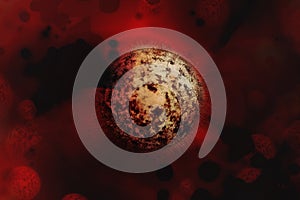 Human Coronaviridae Virus, flu, view of a virus under a microscope, Viral disease outbreak. Infectious disease. 3d rendering