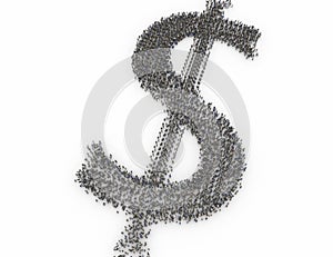 Human Crowd Forming DOLLAR SYMBOL