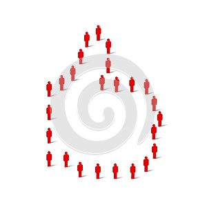 Human crowd in the shape of thumbs up. Stick figure red simple icons. Vector illustration
