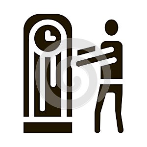 human delivery watch repair service icon Vector Glyph Illustration