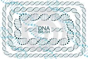 Human dna chain or genome helix molecule rectangular frame