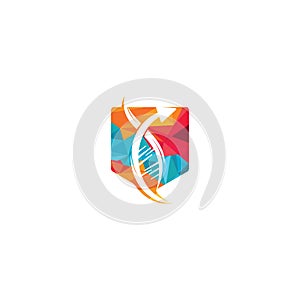 Human DNA and genetic logo design.