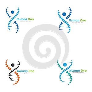 Human DNA and genetic vector icon design.