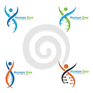 Human DNA and genetic vector icon design.