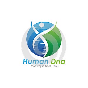 Human DNA and genetic vector icon design.