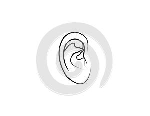Human ear, anatomy icon. Vector illustration, flat