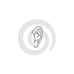 Human ear black sign icon. Vector illustration eps 10