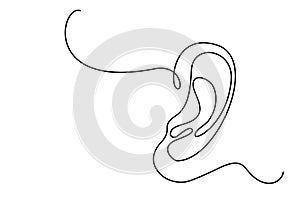 Human ear continuous one line drawing.