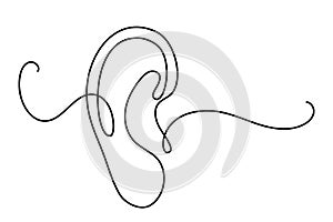 Human ear continuous one line drawing.