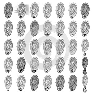 Human ear & earring bundle set