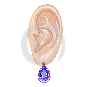 Human ear & hanging earring