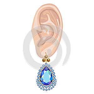 Human ear & hanging earring