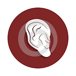 human ear icon in badge style. One of organ collection icon can be used for UI, UX