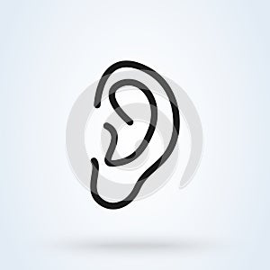 Human ear line art, Simple vector modern icon design illustration
