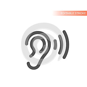 Human ear and listening line icon