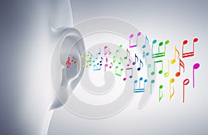 Human ear with melody - 3D illustration