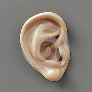 Human ear organ hearing health care closeup 3d realistic isolated icon design illustration