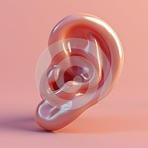 Human ear organ hearing health care closeup 3d realistic isolated icon design illustration