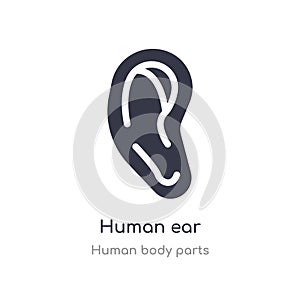 human ear outline icon. isolated line vector illustration from human body parts collection. editable thin stroke human ear icon on