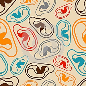 Human Ear pattern seamless. Ears background